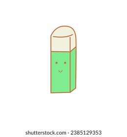 Isolated cute eraser outline illustration with smiling face