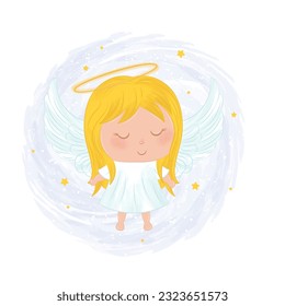 Isolated cute female angel character Vector illustration
