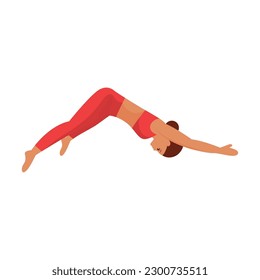 Isolated cute female character doing yoga exercises Vector