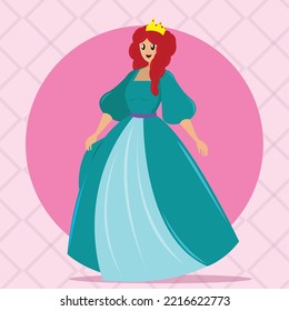 Isolated cute female princess medieval character Vector
