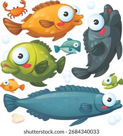 Einzeln süße Fisch Cartoon Sammlung