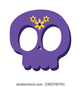 Isolated cute flat style skull Vector