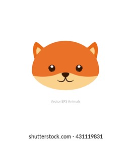 Isolated cute fox on a white background