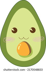 Isolated cute fresh avocado