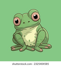 Isolated cute frog design kawaii with big eyes