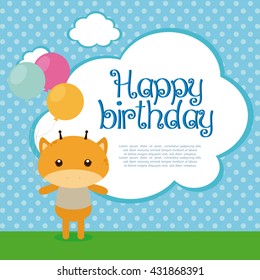 Isolated cute giraffe with balloons on a textured background
