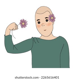Isolated cute girl bald character Vector illustration