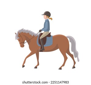 Isolated with cute girl on a pony. Cartoon design for fabric, wrapping, textile, wallpaper, apparel