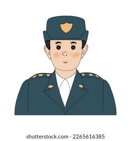 Isolated cute girl police officer character Vector illustration