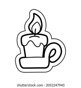 Isolated cute halloween candle with fire icon Vector illustration