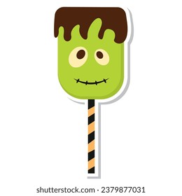 Isolated cute halloween candy sticker icon Vector