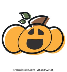 Isolated cute halloween carved pumpkin icon Vector illustration
