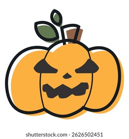 Isolated cute halloween carved pumpkin icon Vector illustration