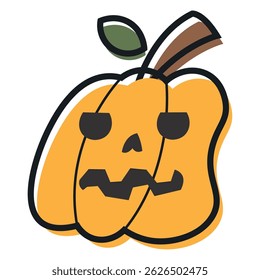 Isolated cute halloween carved pumpkin icon Vector illustration