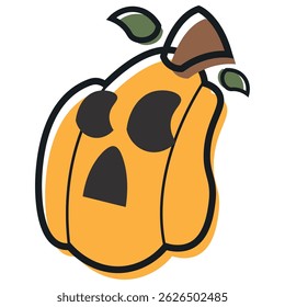 Isolated cute halloween carved pumpkin icon Vector illustration
