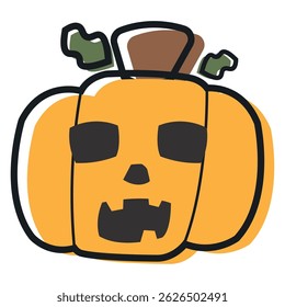 Isolated cute halloween carved pumpkin icon Vector illustration