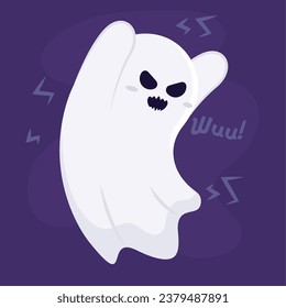 Isolierte süße Halloween-Geist-Vektorgrafik
