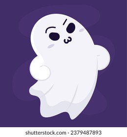 Isolated cute halloween ghost character Vector