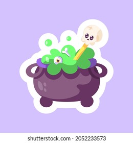 Isolated cute halloween witch cauldron icon Vector illustration