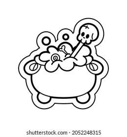Isolated cute halloween witch cauldron icon Vector illustration