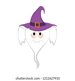 Isolated cute halloween witch ghost. Vector illustration design