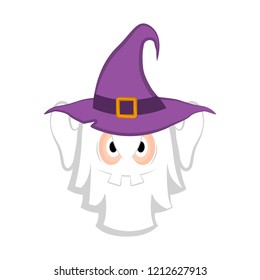 Isolated cute halloween witch ghost. Vector illustration design