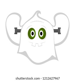 Isolated cute halloween zombie ghost. Vector illustration design