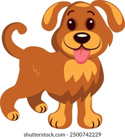 Isolated cute hand drawn mongrel brown lop-eared dog on transparent background.