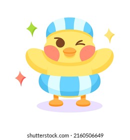 Isolated cute happy chick cartoon character Vector illustration