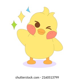 Isolated cute happy chick cartoon character Vector illustration