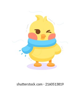 Isolated cute happy chick cartoon character Vector illustration