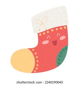 Isolated cute happy christmas boots Vector illustration