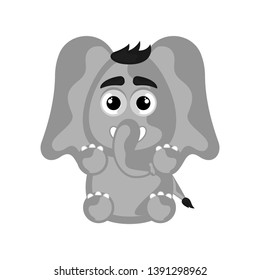 Isolated cute happy elephant on white background - Vector