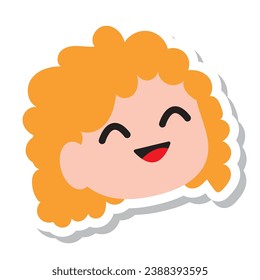 Isolated cute happy girl avatar sticker Vector