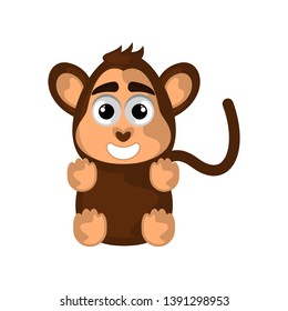 Isolated cute happy monkey on white background - Vector