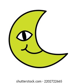 Icono de emote de la luna feliz lindo y aislada