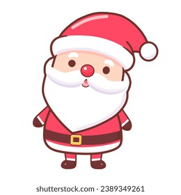 isolated cute happy Santa Claus character in flat style. Christmas theme design element vector cartoon illustration. 