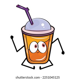 Isolated cute happy soda cartoon character Vector