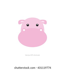 Isolated cute hippo on a white background