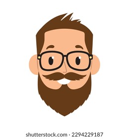 Isolated cute hipster cartoon character avatar Vector