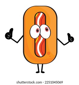 Isolated cute hot dog cartoon character Vector