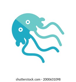 Isolated cute jellyfish animal. Sea life Vector
