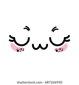 isolated cute kawaii face