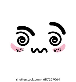 isolated cute kawaii face