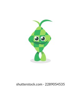 Diseño vectorial simple de ketupat lindo aislado