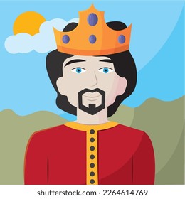 Isolated cute king avatar with crown Vector
