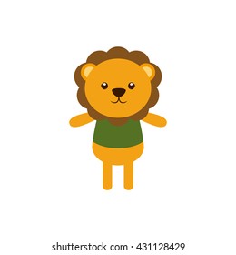 Isolated cute lion on a white background