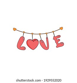 Isolated cute love text. Valentines day - Vector