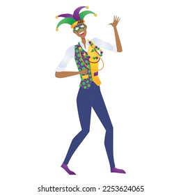 Isolated cute male character with carnival mask Vector
