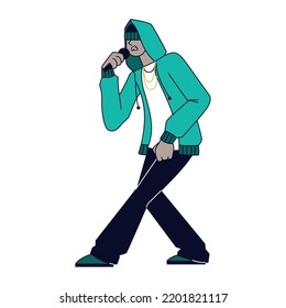 Isolated cute male character rapping Vector